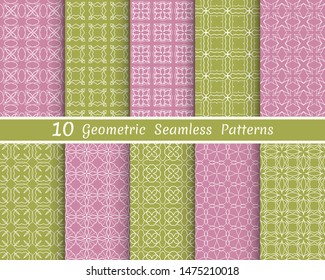 Set of seamless line patterns. Colorful geometric backgrounds collection. Endless repeating linear texture for wallpaper, packaging, banners, invitations, business cards, fabric print