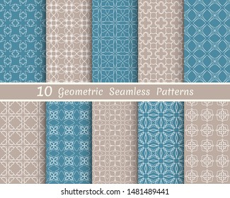 Set of seamless line patterns. Colorful geometric backgrounds collection. Endless repeating linear texture for wallpaper, packaging, banners, invitations, business cards, fabric print