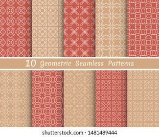 Set of seamless line patterns. Colorful geometric backgrounds collection. Endless repeating linear texture for wallpaper, packaging, banners, invitations, business cards, fabric print