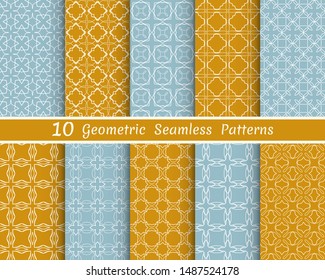 Set of seamless line patterns. Colorful geometric backgrounds collection. Endless repeating linear texture for wallpaper, packaging, banners, invitations, business cards, fabric print