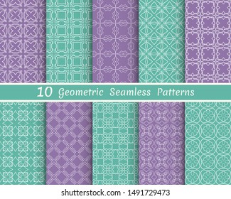 Set of seamless line patterns. Colorful geometric backgrounds collection. Endless repeating linear texture for wallpaper, packaging, banners, invitations, business cards, fabric print