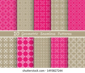Set of seamless line patterns. Colorful geometric backgrounds collection. Endless repeating linear texture for wallpaper, packaging, banners, invitations, business cards, fabric print