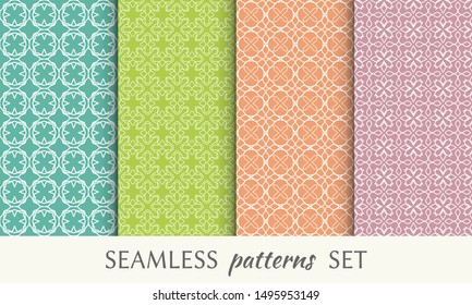 Set of seamless line patterns. Colorful geometric backgrounds collection. Endless repeating linear texture for wallpaper, packaging, banners, invitations, business cards, fabric print