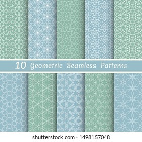 Set of seamless line patterns. Colorful geometric backgrounds collection. Endless repeating linear texture for wallpaper, packaging, banners, invitations, business cards, fabric print