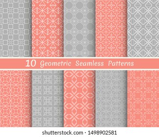 Set of seamless line patterns. Colorful geometric backgrounds collection. Endless repeating linear texture for wallpaper, packaging, banners, invitations, business cards, fabric print
