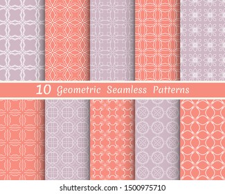 Set of seamless line patterns. Colorful geometric backgrounds collection. Endless repeating linear texture for wallpaper, packaging, banners, invitations, business cards, fabric print