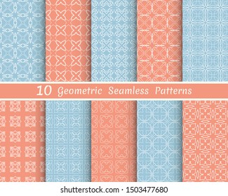 Set of seamless line patterns. Colorful geometric backgrounds collection. Endless repeating linear texture for wallpaper, packaging, banners, invitations, business cards, fabric print