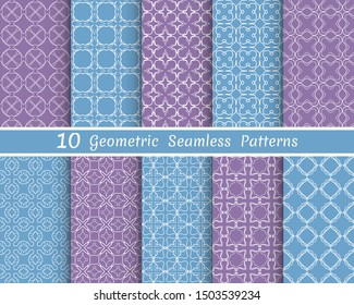 Set of seamless line patterns. Colorful geometric backgrounds collection. Endless repeating linear texture for wallpaper, packaging, banners, invitations, business cards, fabric print