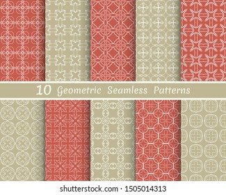 Set of seamless line patterns. Colorful geometric backgrounds collection. Endless repeating linear texture for wallpaper, packaging, banners, invitations, business cards, fabric print