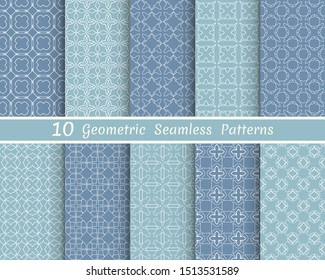 Set of seamless line patterns. Colorful geometric backgrounds collection. Endless repeating linear texture for wallpaper, packaging, banners, invitations, business cards, fabric print