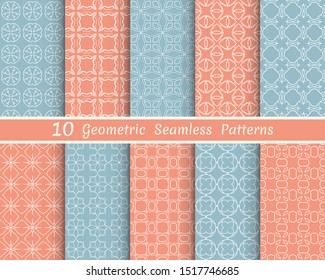 Set of seamless line patterns. Colorful geometric backgrounds collection. Endless repeating linear texture for wallpaper, packaging, banners, invitations, business cards, fabric print