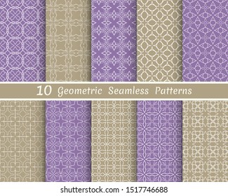 Set of seamless line patterns. Colorful geometric backgrounds collection. Endless repeating linear texture for wallpaper, packaging, banners, invitations, business cards, fabric print