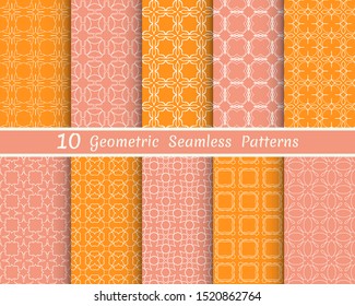 Set of seamless line patterns. Colorful geometric backgrounds collection. Endless repeating linear texture for wallpaper, packaging, banners, invitations, business cards, fabric print