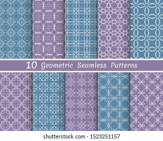 Set of seamless line patterns. Colorful geometric backgrounds collection. Endless repeating linear texture for wallpaper, packaging, banners, invitations, business cards, fabric print