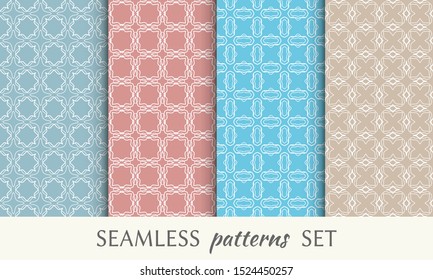 Set of seamless line patterns. Colorful geometric backgrounds collection. Endless repeating linear texture for wallpaper, packaging, banners, invitations, business cards, fabric print