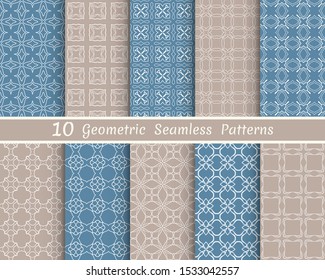Set of seamless line patterns. Colorful geometric backgrounds collection. Endless repeating linear texture for wallpaper, packaging, banners, invitations, business cards, fabric print