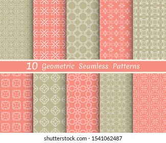 Set of seamless line patterns. Colorful geometric backgrounds collection. Endless repeating linear texture for wallpaper, packaging, banners, invitations, business cards, fabric print