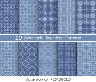 Set of seamless line patterns. Colorful geometric backgrounds collection. Endless repeating linear texture for wallpaper, packaging, banners, invitations, business cards, fabric print