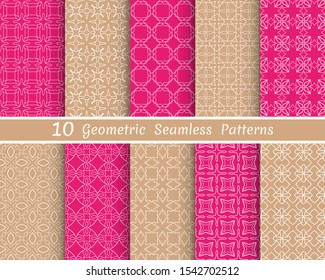 Set of seamless line patterns. Colorful geometric backgrounds collection. Endless repeating linear texture for wallpaper, packaging, banners, invitations, business cards, fabric print