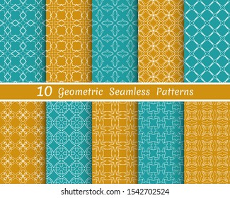 Set of seamless line patterns. Colorful geometric backgrounds collection. Endless repeating linear texture for wallpaper, packaging, banners, invitations, business cards, fabric print