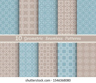 Set of seamless line patterns. Colorful geometric backgrounds collection. Endless repeating linear texture for wallpaper, packaging, banners, invitations, business cards, fabric print