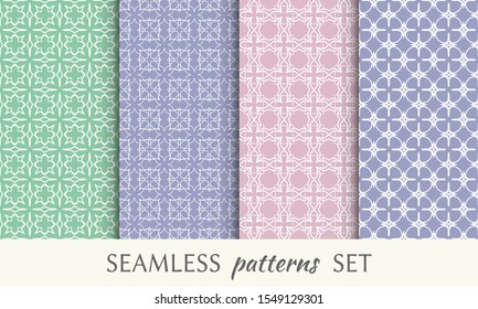 Set of seamless line patterns. Colorful geometric backgrounds collection. Endless repeating linear texture for wallpaper, packaging, banners, invitations, business cards, fabric print