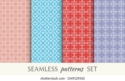 Set of seamless line patterns. Colorful geometric backgrounds collection. Endless repeating linear texture for wallpaper, packaging, banners, invitations, business cards, fabric print