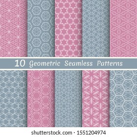 Set of seamless line patterns. Colorful geometric backgrounds collection. Endless repeating linear texture for wallpaper, packaging, banners, invitations, business cards, fabric print