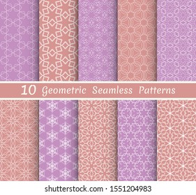 Set of seamless line patterns. Colorful geometric backgrounds collection. Endless repeating linear texture for wallpaper, packaging, banners, invitations, business cards, fabric print