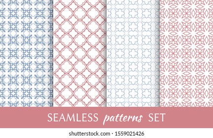 Set of seamless line patterns. Colorful geometric backgrounds collection. Endless repeating linear texture for wallpaper, packaging, banners, invitations, business cards, fabric print