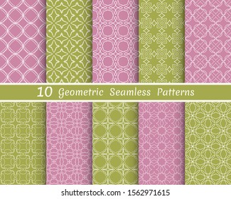 Set of seamless line patterns. Colorful geometric backgrounds collection. Endless repeating linear texture for wallpaper, packaging, banners, invitations, business cards, fabric print