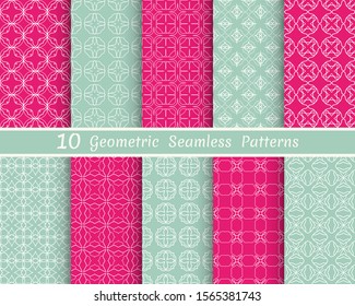 Set of seamless line patterns. Colorful geometric backgrounds collection. Endless repeating linear texture for wallpaper, packaging, banners, invitations, business cards, fabric print