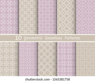 Set of seamless line patterns. Colorful geometric backgrounds collection. Endless repeating linear texture for wallpaper, packaging, banners, invitations, business cards, fabric print