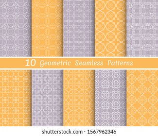 Set of seamless line patterns. Colorful geometric backgrounds collection. Endless repeating linear texture for wallpaper, packaging, banners, invitations, business cards, fabric print