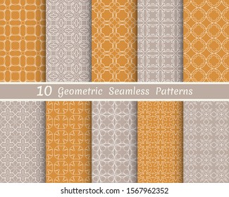 Set of seamless line patterns. Colorful geometric backgrounds collection. Endless repeating linear texture for wallpaper, packaging, banners, invitations, business cards, fabric print