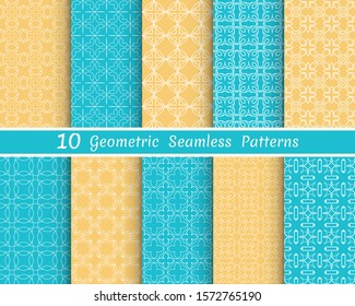 Set of seamless line patterns. Colorful geometric backgrounds collection. Endless repeating linear texture for wallpaper, packaging, banners, invitations, business cards, fabric print
