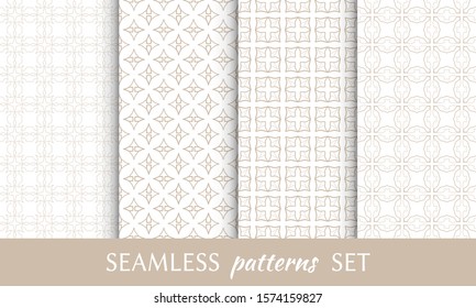 Set of seamless line patterns. Colorful geometric backgrounds collection. Endless repeating linear texture for wallpaper, packaging, banners, invitations, business cards, fabric print