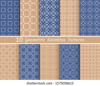 Set of seamless line patterns. Colorful geometric backgrounds collection. Endless repeating linear texture for wallpaper, packaging, banners, invitations, business cards, fabric print