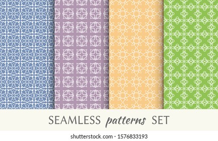 Set of seamless line patterns. Colorful geometric backgrounds collection. Endless repeating linear texture for wallpaper, packaging, banners, invitations, business cards, fabric print