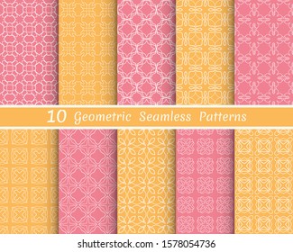 Set of seamless line patterns. Colorful geometric backgrounds collection. Endless repeating linear texture for wallpaper, packaging, banners, invitations, business cards, fabric print