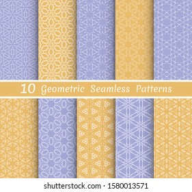Set of seamless line patterns. Colorful geometric backgrounds collection. Endless repeating linear texture for wallpaper, packaging, banners, invitations, business cards, fabric print