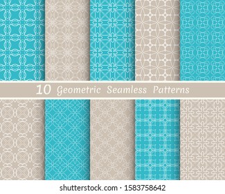 Set of seamless line patterns. Colorful geometric backgrounds collection. Endless repeating linear texture for wallpaper, packaging, banners, invitations, business cards, fabric print