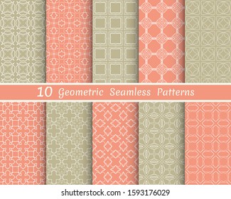 Set of seamless line patterns. Colorful geometric backgrounds collection. Endless repeating linear texture for wallpaper, packaging, banners, invitations, business cards, fabric print