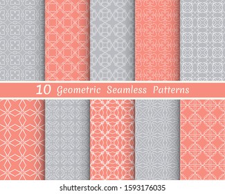 Set of seamless line patterns. Colorful geometric backgrounds collection. Endless repeating linear texture for wallpaper, packaging, banners, invitations, business cards, fabric print