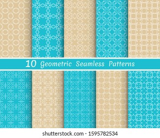 Set of seamless line patterns. Colorful geometric backgrounds collection. Endless repeating linear texture for wallpaper, packaging, banners, invitations, business cards, fabric print