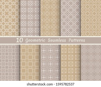 Set of seamless line patterns. Colorful geometric backgrounds collection. Endless repeating linear texture for wallpaper, packaging, banners, invitations, business cards, fabric print