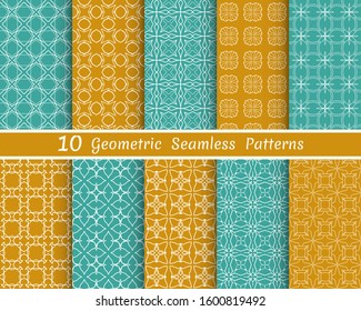 Set of seamless line patterns. Colorful geometric backgrounds collection. Endless repeating linear texture for wallpaper, packaging, banners, invitations, business cards, fabric print
