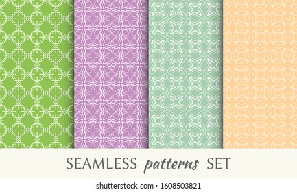 Set of seamless line patterns. Colorful geometric backgrounds collection. Endless repeating linear texture for wallpaper, packaging, banners, invitations, business cards, fabric print