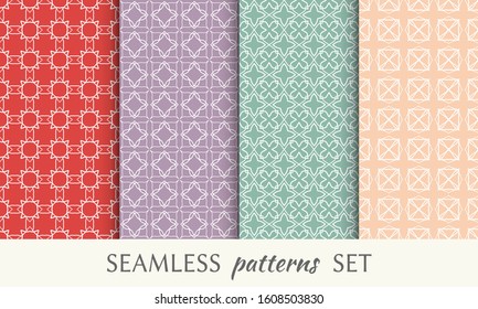 Set of seamless line patterns. Colorful geometric backgrounds collection. Endless repeating linear texture for wallpaper, packaging, banners, invitations, business cards, fabric print