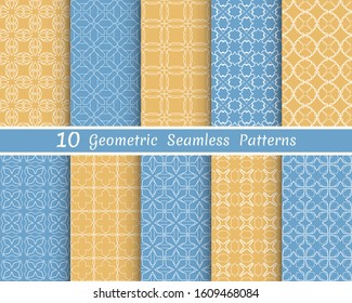 Set of seamless line patterns. Colorful geometric backgrounds collection. Endless repeating linear texture for wallpaper, packaging, banners, invitations, business cards, fabric print
